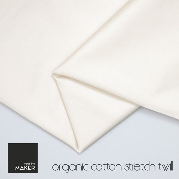 Organic Cotton Stretch Twill uni creme weiß – Mind the Maker Baumwoll Köper