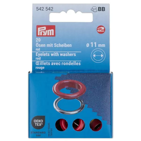 20 Ösen mit Scheiben 11mm rot - für das Prym Vario Creative Tool