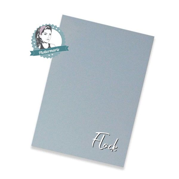 Flockfolie für Textildruck hellgrau A4 - Plotterfolie von Plottermarie Flock Velours 480µ