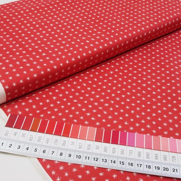 Baumwolle kleine Schneeflocken Sterne rot Weihnachten - To Be Jolly 36048