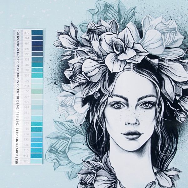 Sweat Miss Magnolia mint grün mit Kombistoff von Thorsten Berger – 80cm Panel French Terry