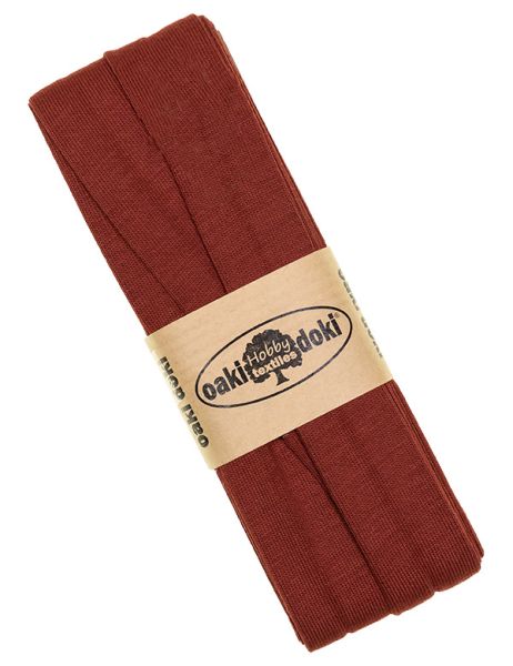 3m Elastisches Schrägband aus Jersey rost rotbraun - Jerseyschrägband 40/20/10