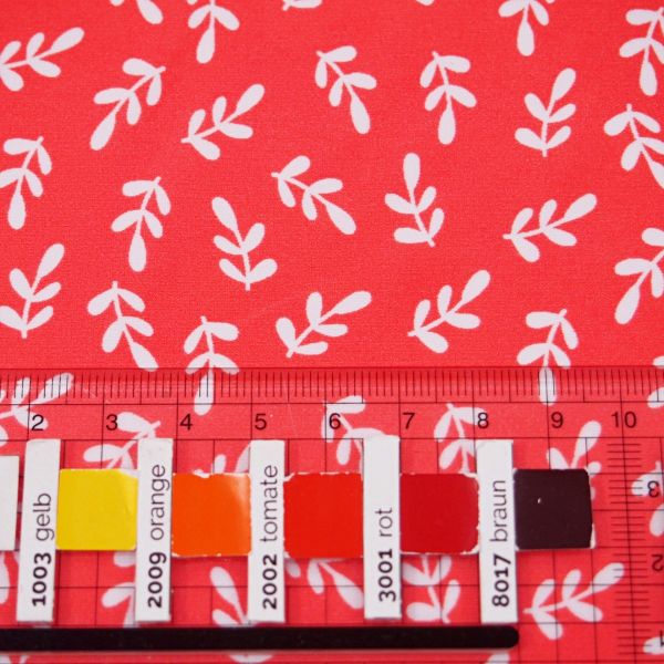 Badeanzugstoff Blätter Zweige lachs coral – Funktionsjersey für Sportbekleidung Lycra