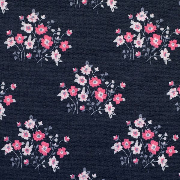 Baumwollstoff Floral Romance dunkelblau rosa • Blumenbouquets von Swafing