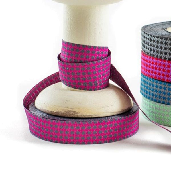 Webband Mini Staaars Sterne pink grau – 1,5cm breit von Farbenmix