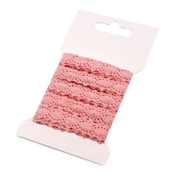 3m Klöppelspitze rosa - Spitze aus Baumwolle - 12mm breite Borte