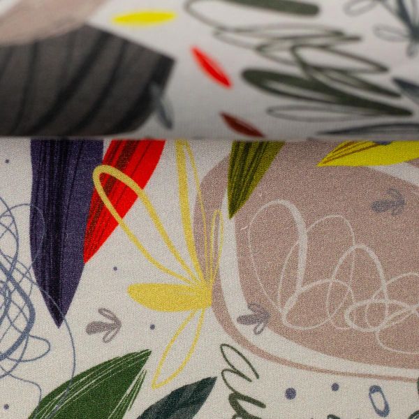 Sweat mit großem Blütenmuster abstrakt hellblau grau bunt - French Terry Femke von Swafing